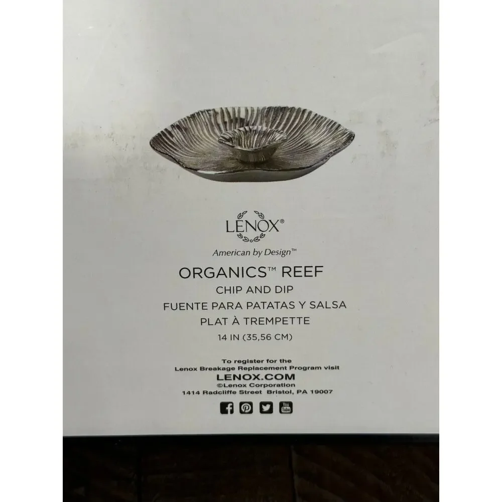LENOX American by Design Organics Reef Aluminum Chip and Dip Bowl Set Silver